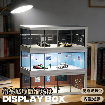 1:64车模小车合金模型展示盒收纳停车场适用tomy卡防尘摆件