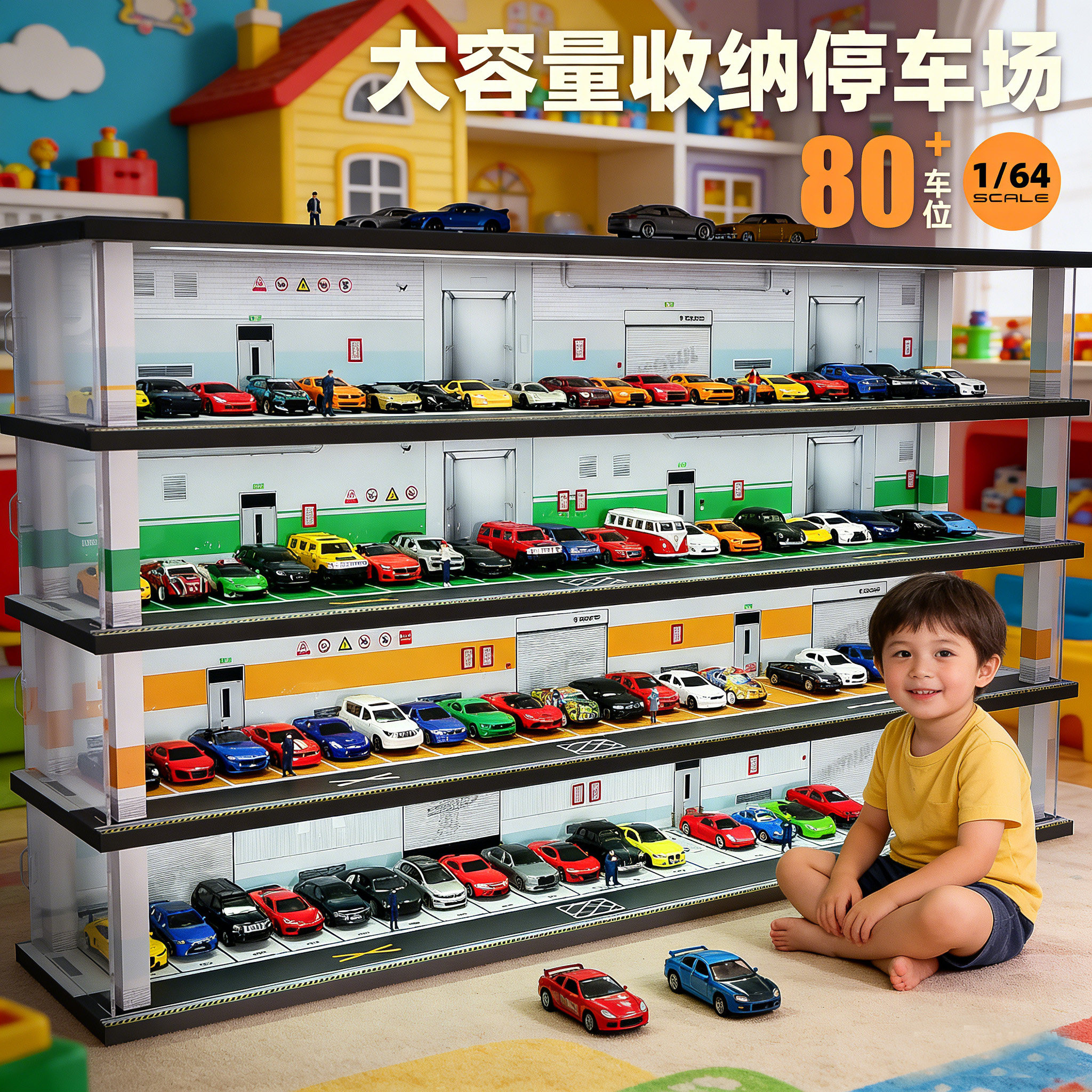 1:64车模停车场玩具车儿童车库展示柜合金汽车收纳盒防尘架模型,玩具/童车/益智/积木/模型,合金车/玩具仿真车/收藏车模,淘宝优惠券,粉丝福利购,淘宝优惠卷