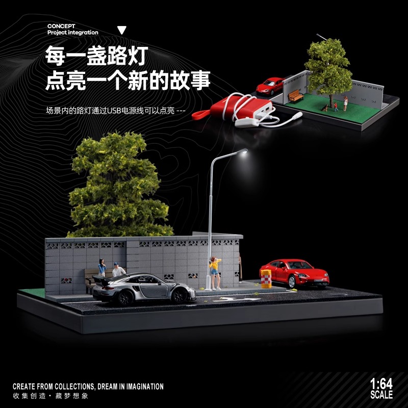 德国1:64街边围墙转角场景微缩模型建筑街景仿真minigt拍摄道具