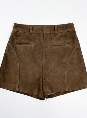 真皮皮裤头层山羊反绒透气复古高腰百搭修身短裤潮流热裤