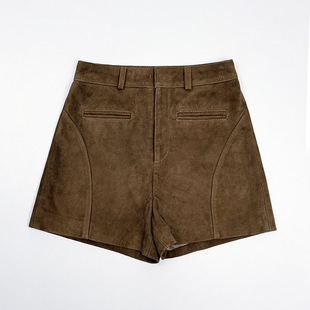 真皮皮裤头层山羊反绒透气复古高腰百搭修身短裤潮流热裤