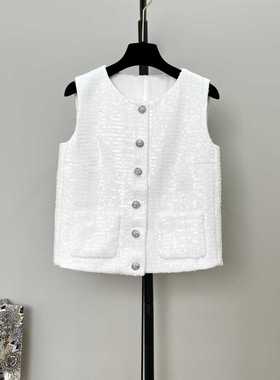 25秋款法式轻奢亮片无袖马甲女