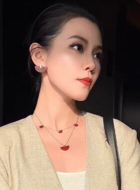 红玛瑙百搭轻奢小众项链精致时尚