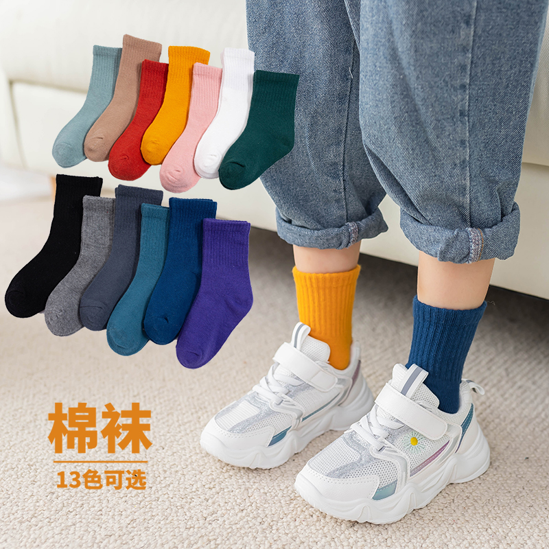 儿童袜子春秋薄款男童中筒袜白色