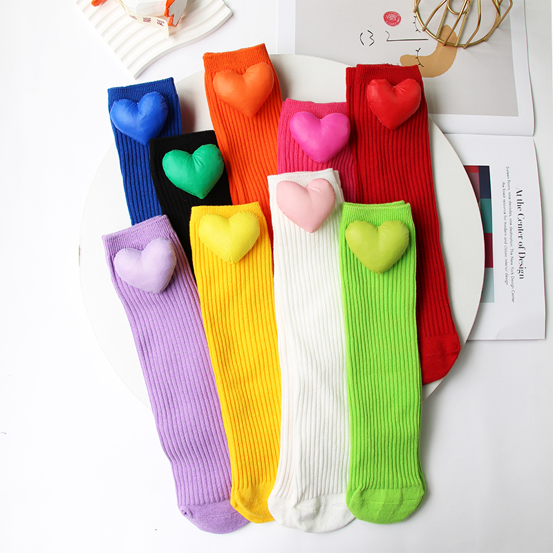 儿童袜子个性爱心挂件可爱公主多巴胺棉袜宝宝女童韩系大红中小童