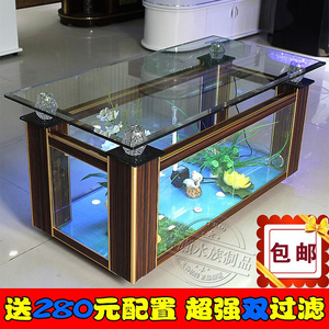 小型生态茶几鱼缸大型水族箱中型客厅桌面乌龟玻璃缸长方形可定制