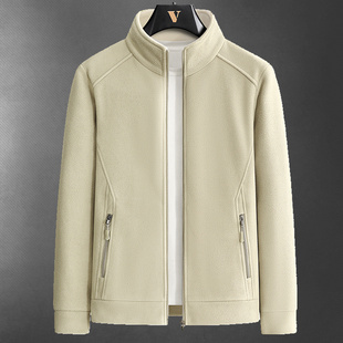 2025秋冬新款保暖外套夹克羊羔绒抓绒衣加绒加厚大码上衣爸爸外穿