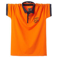 Fat men, plus-size short-sleeved T-shirt with a collar, business blue work uniform, American-style half-sleeved pure cotton top garment thumbnail 7