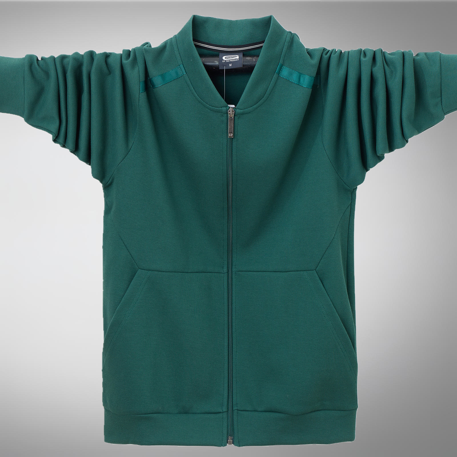 2026春装新款加大码卫衣外套肥佬棒球领运动服开衫大学生潮上衣男