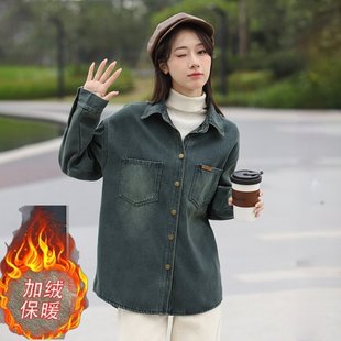 常规两款 20252025复古港风外穿内搭宽松百搭韩版 牛仔上衣加绒