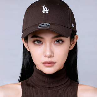 lisa 棒球帽男夏款 同款 ins 咖啡色鸭舌帽 深褐色帽子女la 47brand