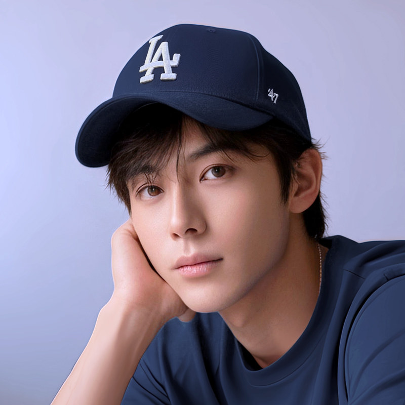 经典款深蓝色47正品棒球帽 LA大标NY硬顶遮阳潮鸭舌帽子男女