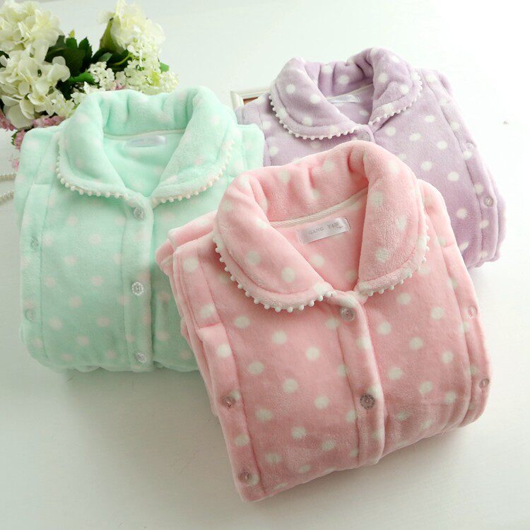 겨울 두꺼운 따뜻한 간호 의류 플러스 벨벳 산호 벨벳 플란넬 감금 의류 잠옷 세트 산후 가정 의류