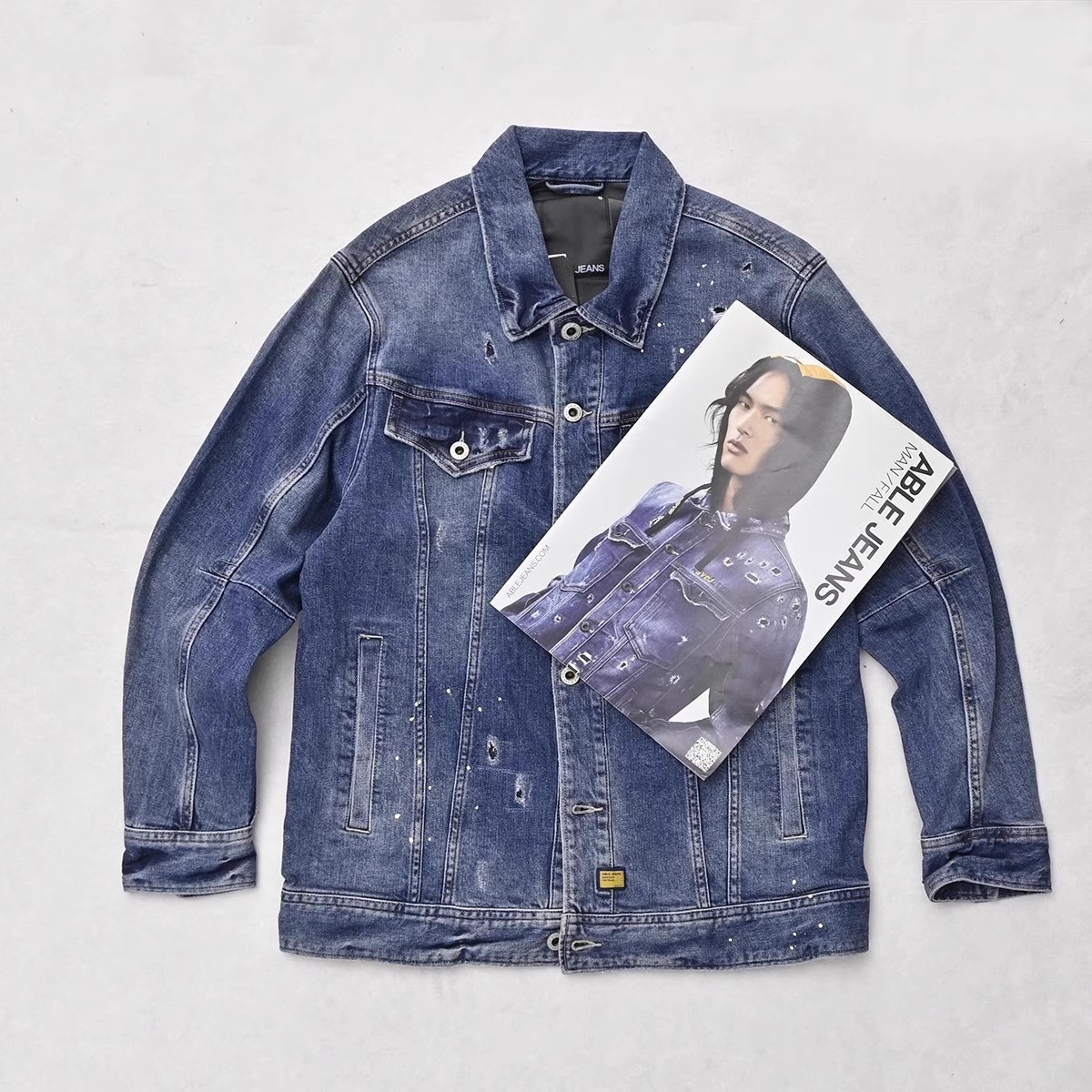 ABLEJEANS男牛仔夹克复古外套
