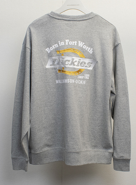 日单男士春季密织毛圈布灰色圆领卫衣内搭外穿刺绣套头流行针织衫