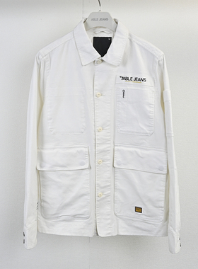 特价白色男外套春秋ABLE JEANS男士夹克型衬衫工装范潮流百搭男装