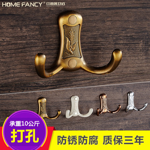 挂衣钩单钩仿古门后衣服挂钩创意衣帽钩复古卫生间单个衣钩 欧式