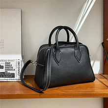 韩国小众kimsapparel波士顿保龄球包头层牛皮休闲手提单肩斜挎包