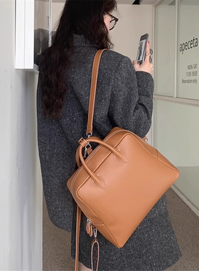 韩国小众kimsapparel双肩包头层牛皮手工包通勤大容量手提电脑包