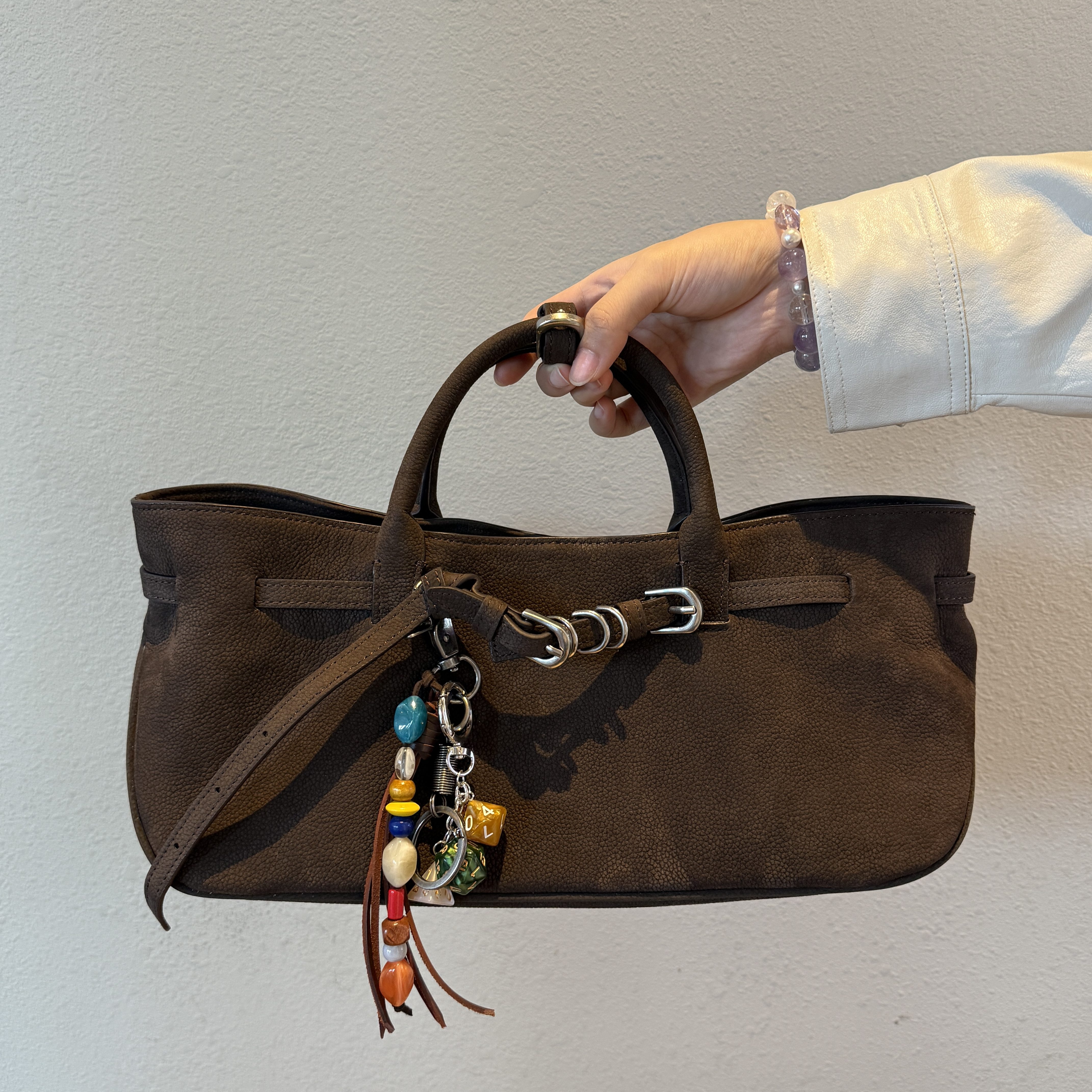 手提皮带扣单肩斜挎包时尚保龄球