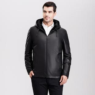 真皮皮衣男中短款水貂内胆整貂皮毛一体山羊皮夹克皮草厚外套