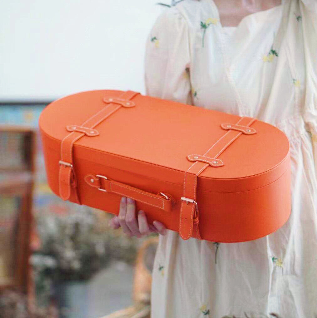 2024情人节交房箱皮质手提枪炮婚庆伴娘伴郎礼物收纳茶叶红酒礼盒