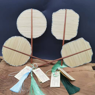 重庆非遗梁平竹帘手作迷你宫扇国风鸡翅木长柄团扇出国礼物