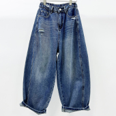 九分显瘦松垮萝卜裤 牛道途2026春新款 老爹裤 大码 宽松牛仔女气球裤