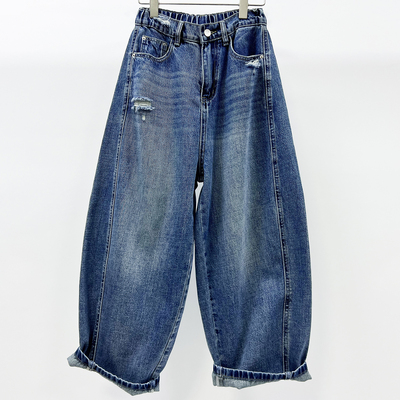 宽松牛仔女气球裤九分松垮萝卜裤