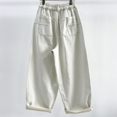 米白CHYY宽松牛仔女老爹裤显瘦潮