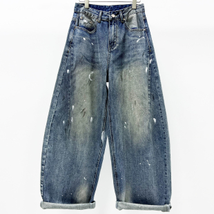 新款 潮镰刀裤 做旧个性 洋气弯刀裤 宽松牛仔女香蕉裤 牛道途2026春季