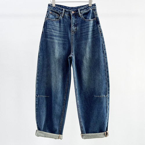 秋冬牛仔女宽松弯刀裤显瘦香蕉裤