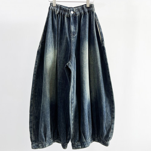 冬磨毛CHYY大版松垮牛仔女萝卜裤