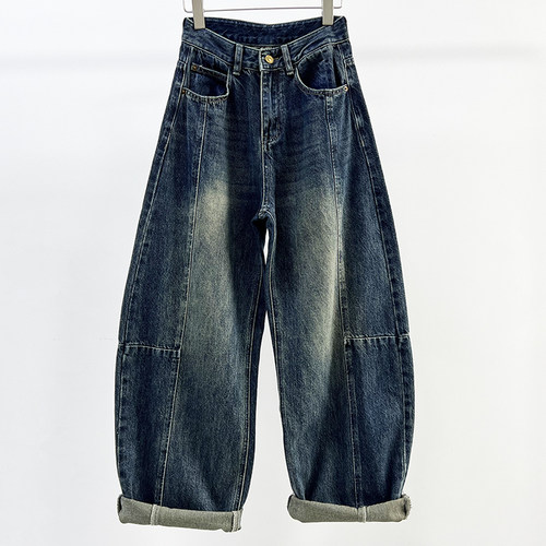 秋季新女牛仔香蕉裤宽松弯刀裤潮