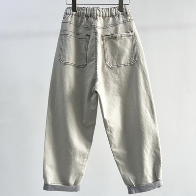 宽松牛仔女老爹裤松垮大码萝卜裤