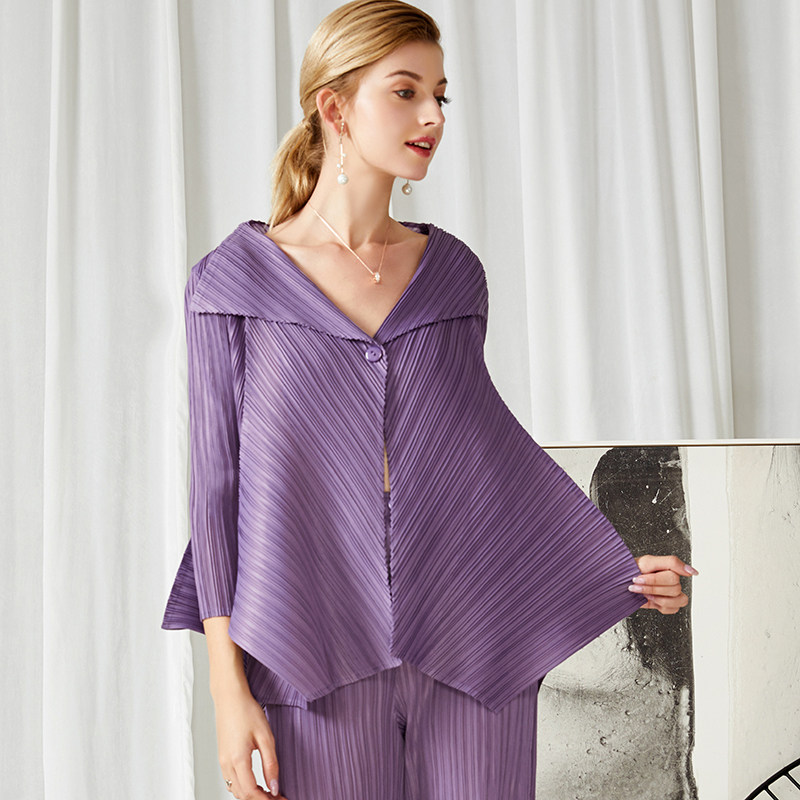 斗篷一粒扣不规则百搭风褶皱外套