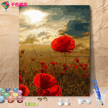 diy数字油画花卉风景卧室挂画客厅办公室手绘油彩装饰画 盛夏荷花