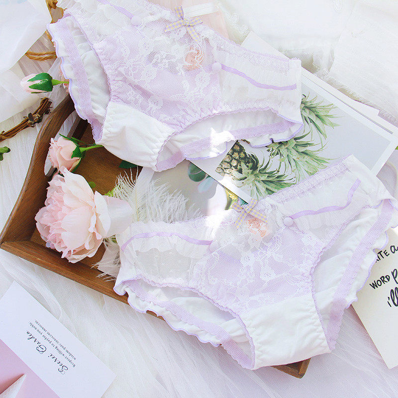 仙仙の紫。少女甜美纯棉女内裤胖次可爱蕾丝花边低腰三角全棉面料,女士内衣/男士内衣/家居服,女三角裤,淘宝优惠券,粉丝福利购,淘宝优惠卷