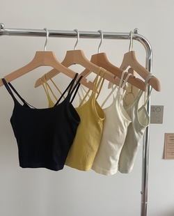 夏季 美背背心胸垫文胸一体短款 女内搭 背心吊带百搭修身 露思同款