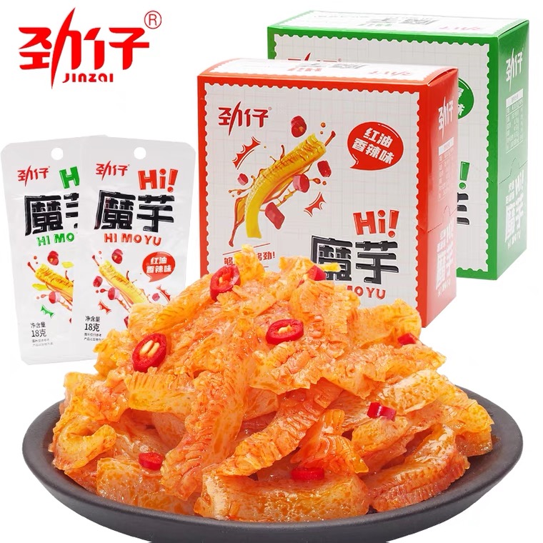 劲仔魔芋爽20包盒装素毛肚麻辣香辣泡椒酸辣魔芋丝辣条休闲小零食
