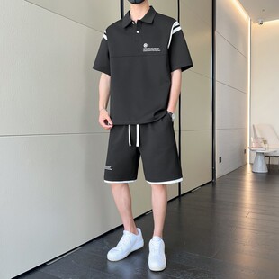 休闲套装 两件套 夏季 男士 t恤青年翻领POLO衫 短裤 潮流短袖 新款 时尚