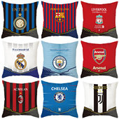 足球俱乐部荷兰绒双面印花抱枕套沙发靠垫汽车腰枕家居抱枕含芯