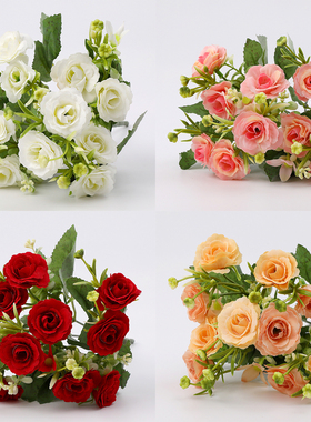 高档仿真花假花花束小把玫瑰花