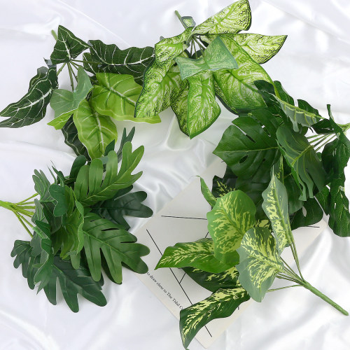 仿真植物墙绿植墙插花绿叶龟背叶