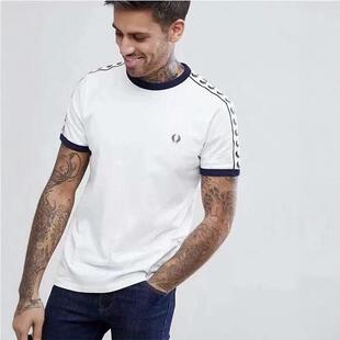 2025年春季热销新款麦穗派瑞刺绣男士修身黑色绣花圆领短袖t恤衫