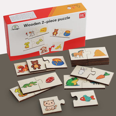 木质儿童动物植物成长周期配对拼图宝宝食物分类拼板益智早教玩具