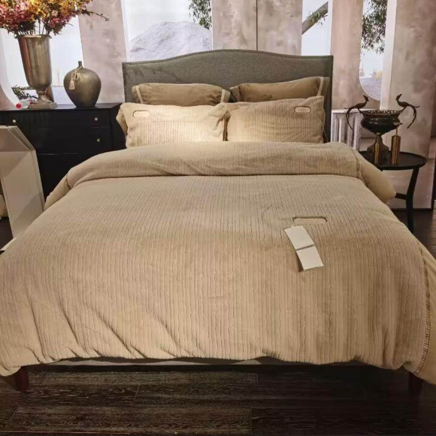 多喜爱美眠康兔茸绒四件套2024新款高端暖绒保暖四件套格里兰-咖