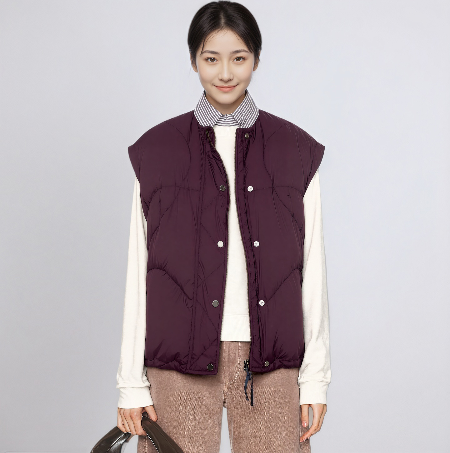 时尚羽绒马甲2025冬季女圆领
