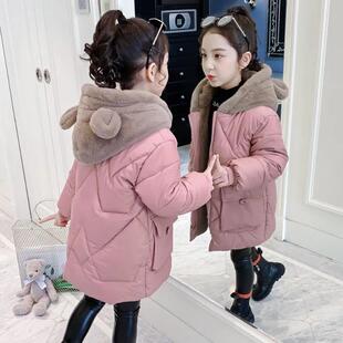 女童加绒棉衣冬装2026年保暖洋气羽绒棉袄中长款外套时尚儿童棉服