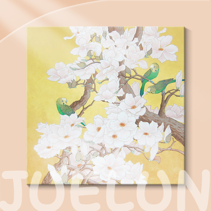 奶油风手绘油画现代喜上眉梢花卉客厅装饰画花开富贵卧室餐厅挂画